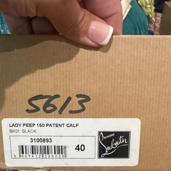 Christian Louboutin Glossy Black Peep Toe Heels - Picture 8 of 8